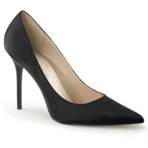 Klassische Pumps in schwarz Satin mit 10 cm High Heel Stilettoabsatz.