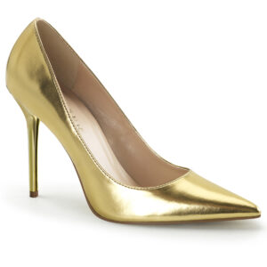 Klassische Pumps in gold Kunstleder mit 10 cm High Heel Stilettoabsatz.