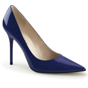 Klassische Lack Pumps in dunkelblau mit 10 cm High Heel Stilettoabsatz.