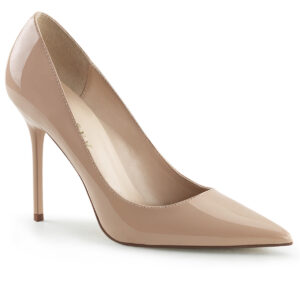 Klassische Pumps in nude Lack mit 10 cm High Heel Stilettoabsatz.