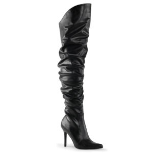 Overknee Stiefel mit drapiertem Schaft in schwarz PU mit 10 cm High Heel Stilettoabsatz.