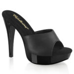 High Heel Mini Plateau Pantolette Cocktail-501 in schwarz Leder mit weichgepolsterter Innensohle, 12,5 cm Absatz, 3 cm Plateau.