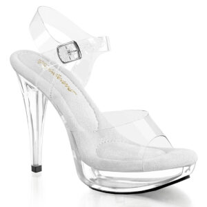 Durchsichtige Riemchensandalette mit Mini Plateau COCKTAIL-508, weichgepolsterte helle Innensohle, 12,5 cm Absatz, 3 cm Plateau.