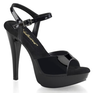 Riemchensandalette mit Mini Plateau in schwarz Lack COCKTAIL-509 mit weichgepolsterter schwarzer Innensohle, 12,5 cm Absatz, 3 cm Plateau.