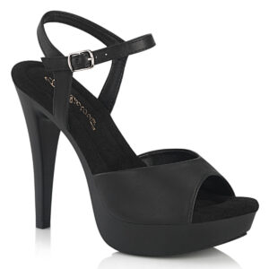 Riemchensandalette mit Mini Plateau in schwarz Kunstleder COCKTAIL-509 mit weichgepolsterter schwarzer Innensohle, 12,5 cm Absatz, 3 cm Plateau.