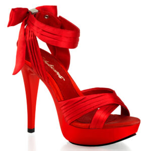 Mini Plateau Sandalette Cocktail-568 in rot Satin mit weichgepolsterter roter Innensohle, 12,5 cm Absatz, 3 cm Plateau.