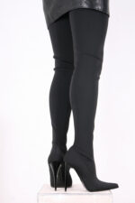 High Heel Lycra Overknee Stiefel mit 13 cm Absatz.