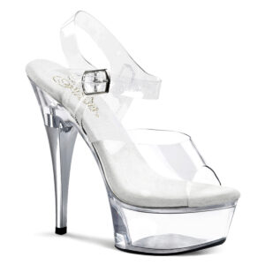 Durchsichtige High Heels Sandalette Captiva-608 mit klarem 4,5 cm hohem Plateau und 14,5 cm Absatz, sowie einer hellen, weichen Lederinnensohle.