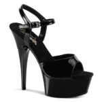 High Heels Sandalette Captiva-609 in schwarz Lack mit 4,5 cm hohem Plateau und 14,5 cm Absatz, sowie einer schwarzen, weichen Lederinnensohle.