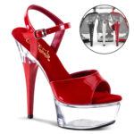 High Heels Sandalette Captiva-609 in rot Lack mit klarem 4,5 cm hohem Plateau und rotem 14,5 cm Absatz, sowie einer roten, weichen Lederinnensohle.