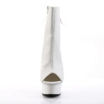 Offene zehenfreie Peep Toe Plateau Stiefelette mit Schnürung hinten von Pleaser mit 15 cm Absatz in weiss Kunstleder PU.