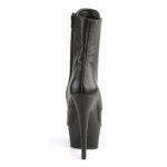 Plateau Stiefelette mit Schnürung und seitlichem Reißverschluss von Pleaser mit 15 cm Absatz in schwarz Leder.