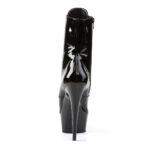 Plateau Stiefelette mit Schnürung und seitlichem Reißverschluss von Pleaser mit 15 cm Absatz in schwarz Lack.
