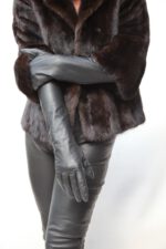 55 cm lange Damen Lederhandschuhe in schwarz von Miceli.