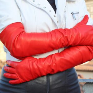 65 cm oberarmlange Damen Lederhandschuhe ungefüttert