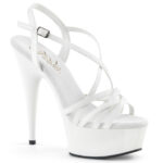 Plateau Sandalette weiss Lack mit Riemchen und Plateau von Pleaser. Absatz 15 cm, Plateau 4,5 cm.