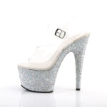 Durchsichtige Riemchen Sandalette mit silber Multi Glitter Plateau, 17,5 cm Absatz, 7,5 cm Plateau von Pleaser.