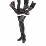 Sehr langer Stretch Overknee Stiefel im 60er Jahre Look von Miceli-Made in Italy. schwarz Kunstleder mit 5 cm Blockabsatz.