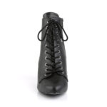 Schwarze Blockabsatz Stiefelette mit Schnürung und Reißverschluss in Kunstleder von Pleaser USA.