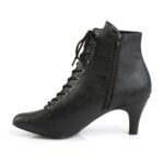 Schwarze Blockabsatz Stiefelette mit Schnürung und Reißverschluss in Kunstleder von Pleaser USA.
