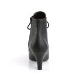 Schwarze Blockabsatz Stiefelette mit Schnürung und Reißverschluss in Kunstleder von Pleaser USA.
