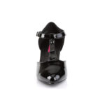 D'Orsay Damen Pumps mit T-Riemchen und 7,5 cm Blockabsatz schwarz Lack von Pleaser USA.