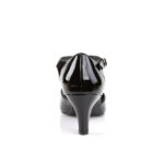 D'Orsay Damen Pumps mit T-Riemchen und 7,5 cm Blockabsatz schwarz Lack von Pleaser USA.