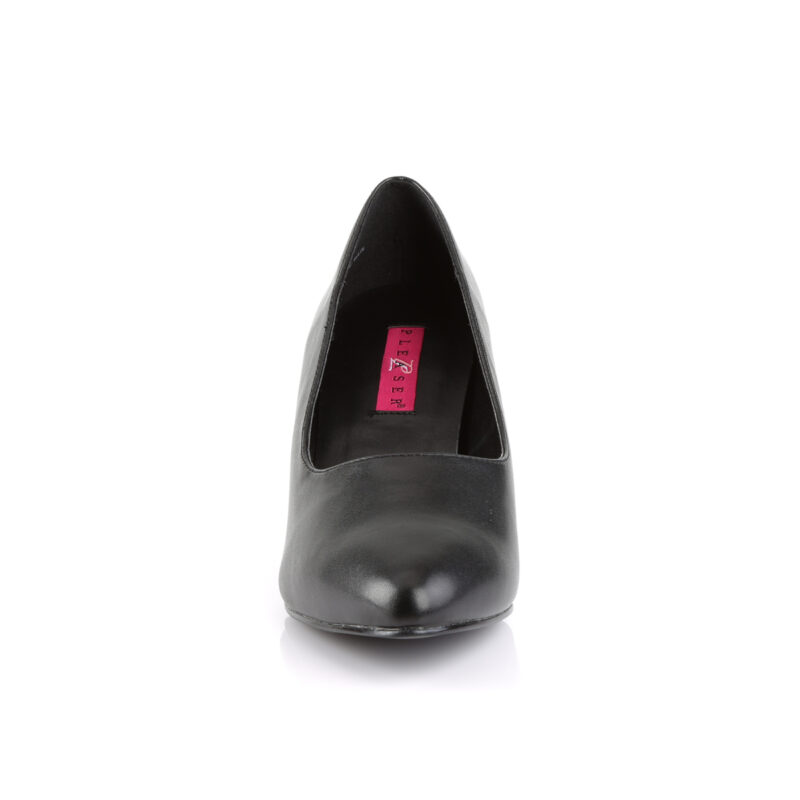Klassische Damen Pumps mit 7,5 cm Blockabsatz in schwarz Kunstleder von Pleaser Pink Label.