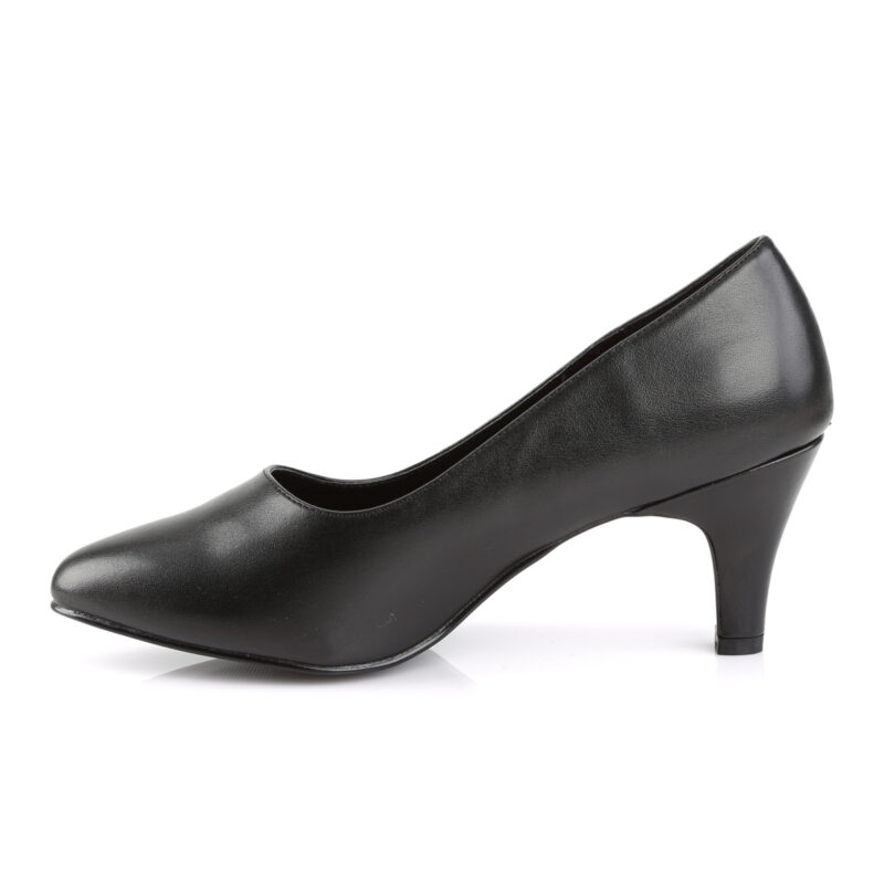 Klassische Damen Pumps mit 7,5 cm Blockabsatz in schwarz Kunstleder von Pleaser Pink Label.