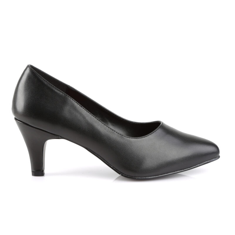 Klassische Damen Pumps mit 7,5 cm Blockabsatz in schwarz Kunstleder von Pleaser Pink Label.