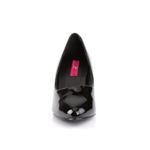 Klassische Damen Pumps mit 7,5 cm Blockabsatz in schwarz Lack von Pleaser Pink Label.