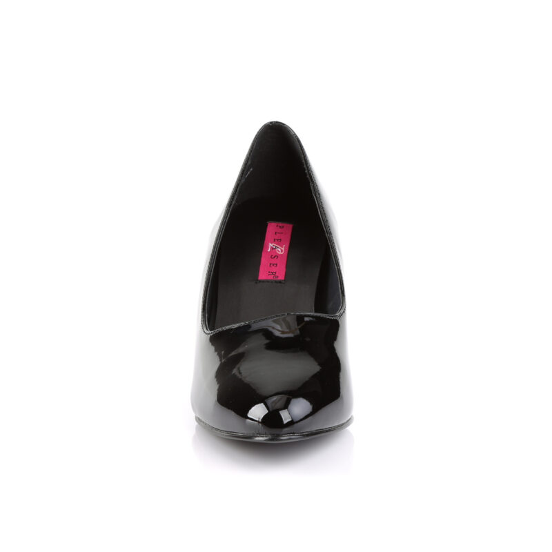 Klassische Damen Pumps mit 7,5 cm Blockabsatz in schwarz Lack von Pleaser Pink Label.