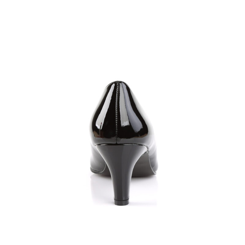 Klassische Damen Pumps mit 7,5 cm Blockabsatz in schwarz Lack von Pleaser Pink Label.