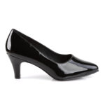 Klassische Damen Pumps mit 7,5 cm Blockabsatz in schwarz Lack von Pleaser Pink Label.