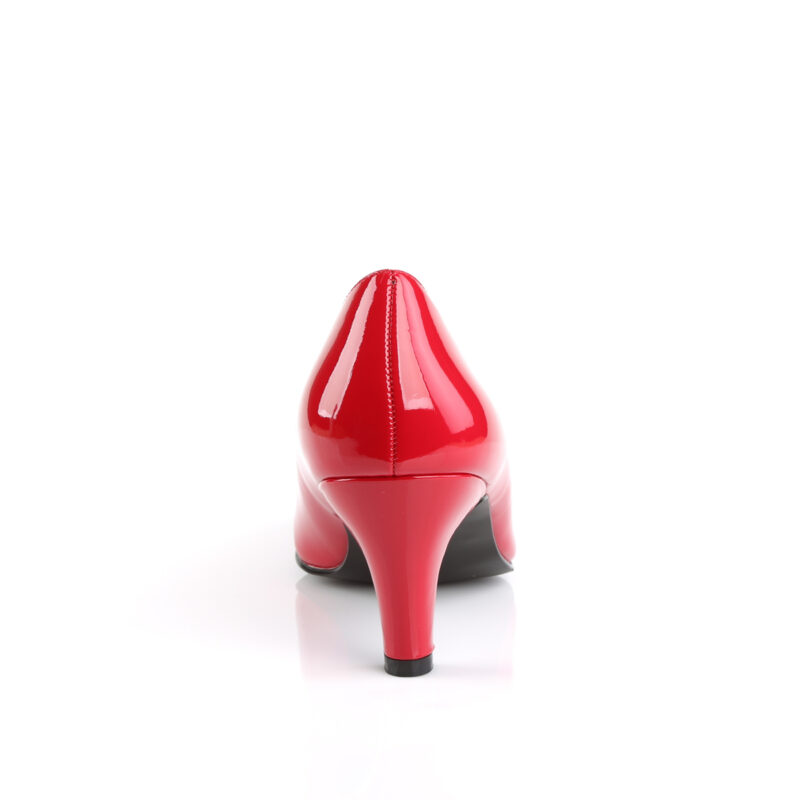 Klassische Damen Pumps mit 7,5 cm Blockabsatz in rot Lack von Pleaser Pink Label.
