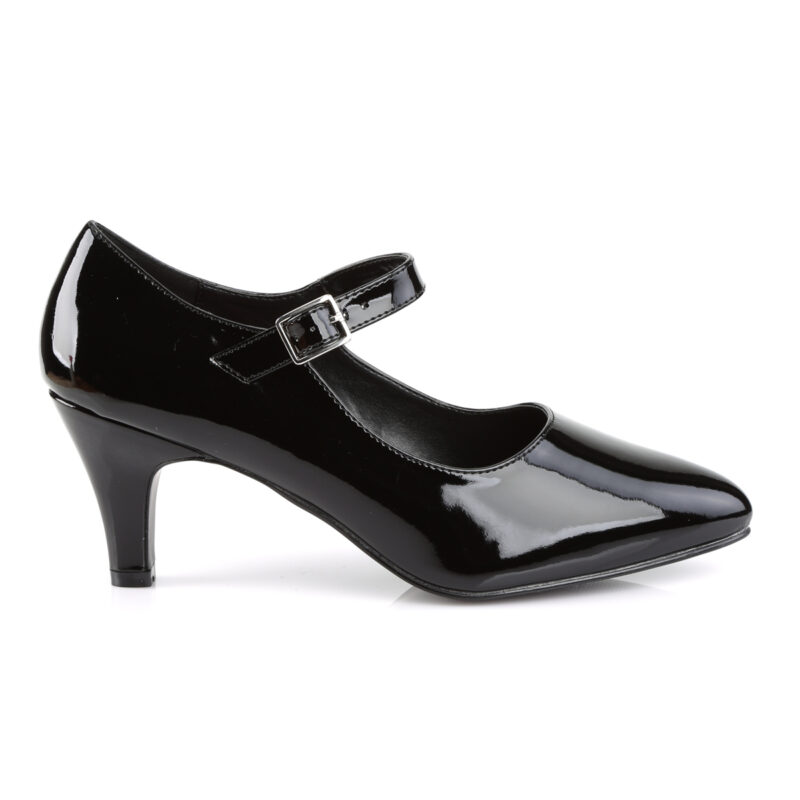 DIVINE-440 D´Orsay Mary Jane Lack Pumps schwarz mit 7,5 cm Blockabsatz von Pleaser Pink Label.