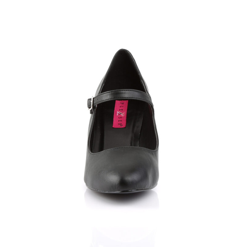 DIVINE-440 D´Orsay Mary Jane Pumps schwarz Kunstleder mit 7,5 cm Blockabsatz von Pleaser Pink Label.