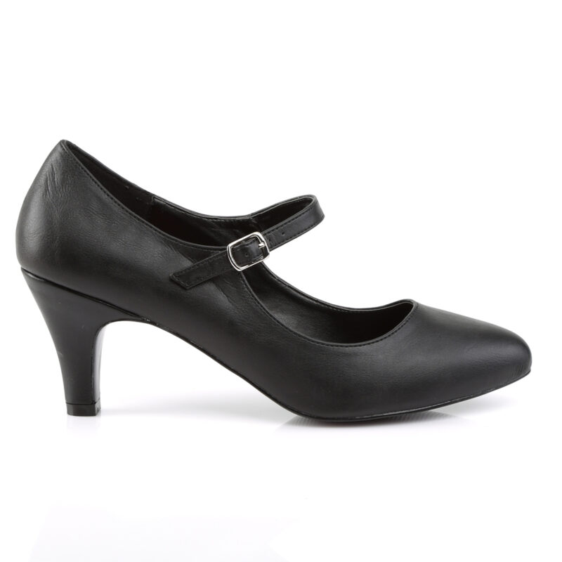 DIVINE-440 D´Orsay Mary Jane Pumps schwarz Kunstleder mit 7,5 cm Blockabsatz von Pleaser Pink Label.