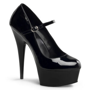 DELIGHT-687 Mary Jane Plateau Pumps schwarz Lack