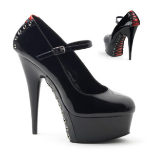 DELIGHT-687FH Zweifarbige Mary Jane Pumps mit Plateau und Zierschnürung