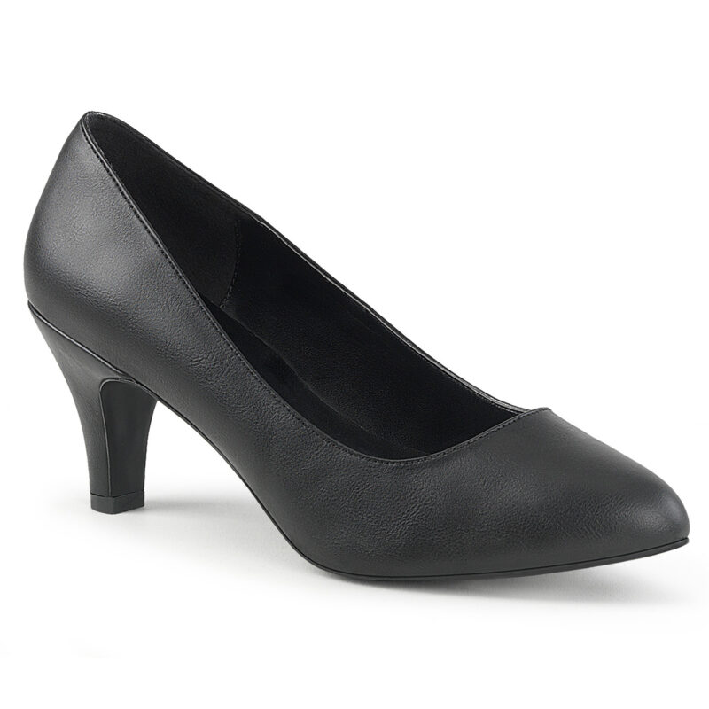 Klassische Damen Pumps mit 7,5 cm Blockabsatz in schwarz Kunstleder von Pleaser Pink Label.