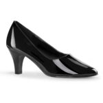 Klassische Damen Pumps mit 7,5 cm Blockabsatz in schwarz Lack von Pleaser Pink Label.