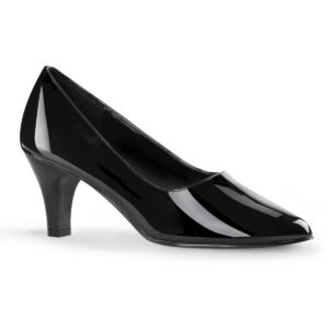 Klassische Damen Pumps mit 7,5 cm Blockabsatz in schwarz Lack von Pleaser Pink Label.