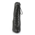 Elegante High-Heel Stiefeletten von Pleaser USA aus Kunstleder mit Schnürung und zusätzlichem Reißverschluss an der Innenseite und 10 cm Absatz.