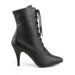 Elegante High-Heel Stiefeletten von Pleaser USA aus Kunstleder mit Schnürung und zusätzlichem Reißverschluss an der Innenseite und 10 cm Absatz.