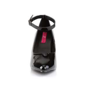 Dream-431 Klassische Pumps mit breitem Fesselriemchen, schwarz Lack mit 10 cm Absatz von Pleaser.