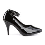 Dream-431 Klassische Pumps mit breitem Fesselriemchen, schwarz Lack mit 10 cm Absatz von Pleaser.
