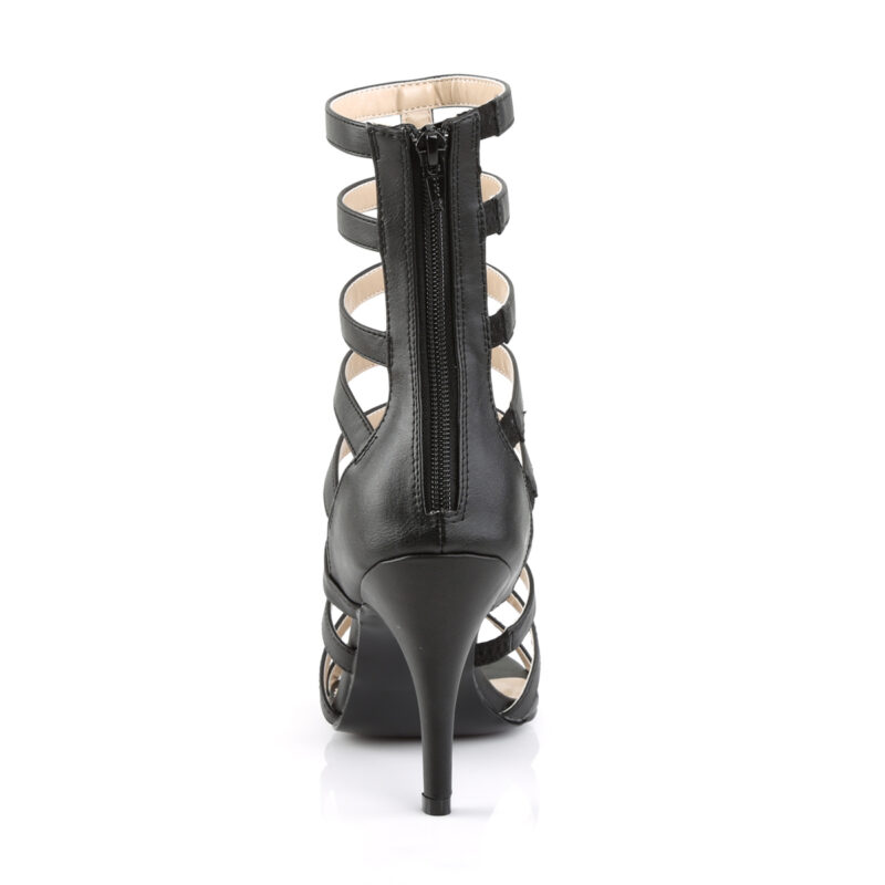 DREAM-438 Riemchenstiefelette schwarz PU Kunstleder mit 10 cm Absatz von Pleaser USA.