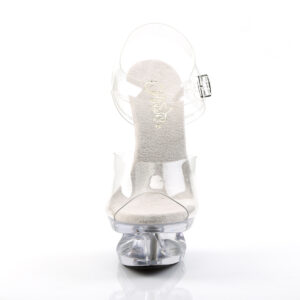 Eclipse-608 durchsichtige High Heels Sandalette mit Plateau im Cut-out-Design, 16,5 cm Absatz, 4,5 cm Plateau von Pleaser USA.