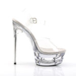 Eclipse-608 durchsichtige High Heels Sandalette mit Plateau im Cut-out-Design, 16,5 cm Absatz, 4,5 cm Plateau von Pleaser USA.